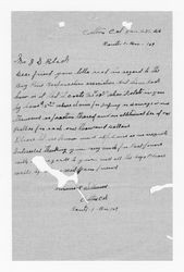 Letter from Hiram R. Williams to J. D. Black