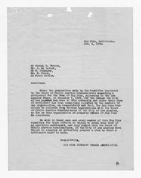 Letter from Big Pine Property Owners Association to George B. Warren, J. McIntosh, W. Uhlmeyer, W. Hines, and Frank Butler