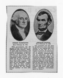 Clipping about George Washington and Abraham Lincoln