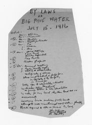 By-laws of Big Pine Water Association, handwritten summary