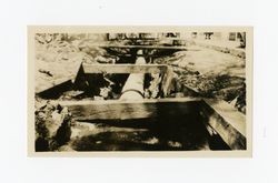 Big Pine, ditch and black headgate: cement pipe