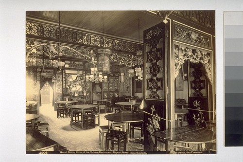 Grand Dining Room of the Chinese Restaurant, Dupont Street, San Francisco. Taber Photo. 3003