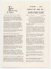 Tudor Newsletters 1962