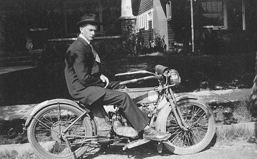 Clark Rea on Motorcycle, Fresno, Calif., 1920