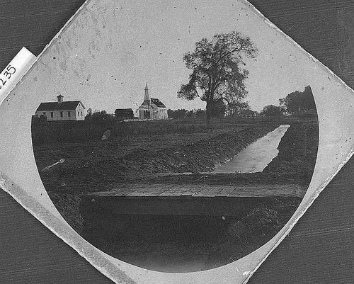 Mill Street School and Congregational Church, Porterville, Calif., 1873