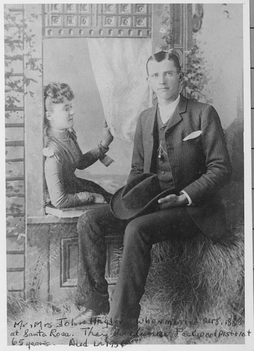 Mr. & Mrs. John Hagler, Residents of Visalia, Calif., 1888