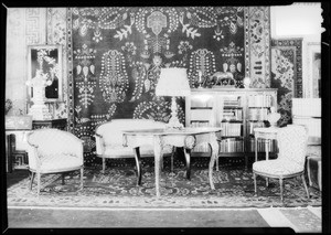 Interior view of furniture setup at 628 North Western Avenue, Los Angeles, CA, 1931