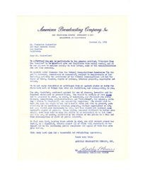 Letter from American Broadcasting Company to Frederick C. Dockweiler, October 16, 1952