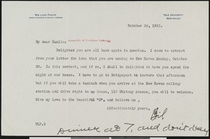 William Lyon Phelps, letter, 1922-10-24, to Hamlin Garland