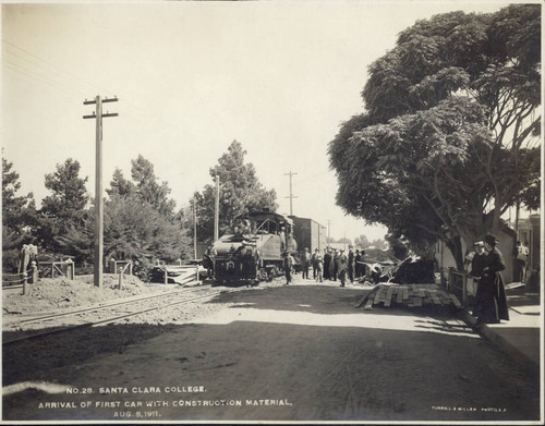 First train with construction materials