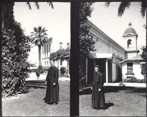 Two portraits of a Jesuit in the garden