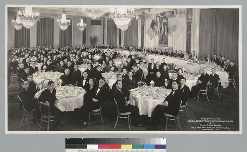 Banquet given in honor of Admiral Zengo Yoshida, Officers and Cadets of Japanese Training Squadron. July 11, 1936, Palace Hotel, San Francisco, U. S. A. Morton Photo. 5274