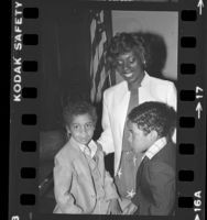 Mayor Loretta Thompson-Glickman with sons Jacob and Samuel in Pasadena, Calif., 1982