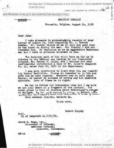 Robert Murphy correspondence with Jacob D. Beam