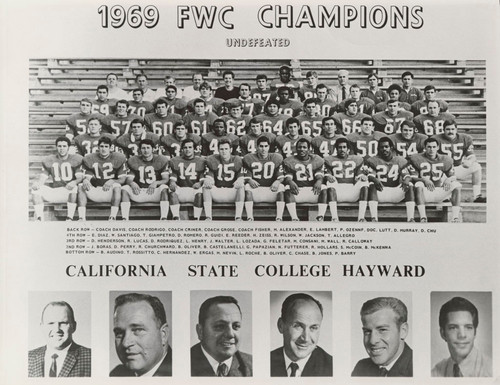 Photograph of the Cal State, Hayward 1969 football team