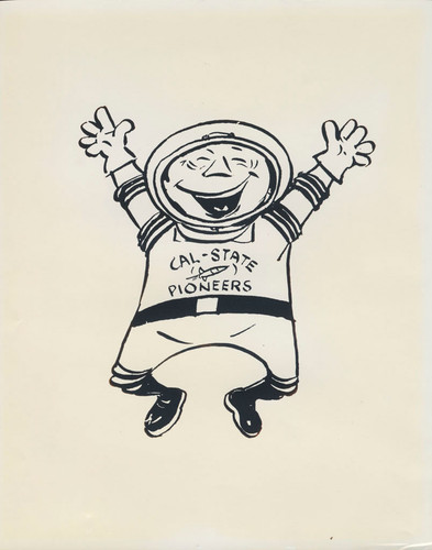 Cal State Pioneers mascot (astronaut in spacesuit)