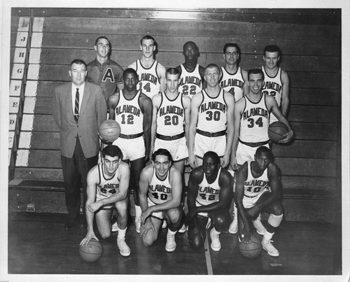 Photograph of the Alameda County State College men's basketball team