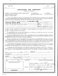 Application and Agreement: Purchase of Debentures