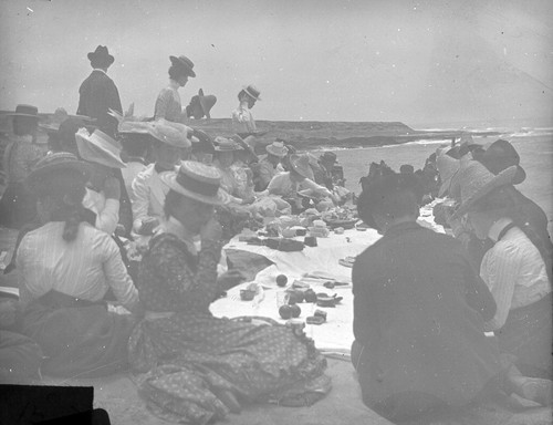 [People picnicking at a beach in La Jolla]