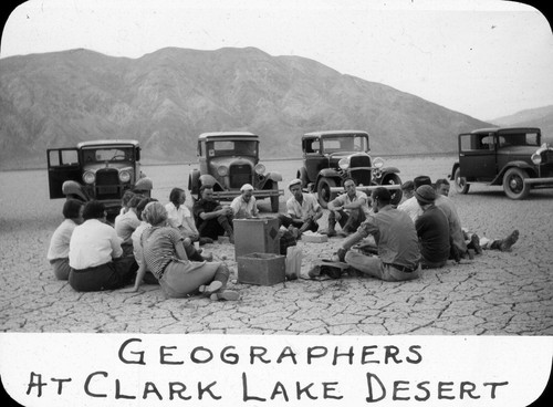 Geographers at Clark Lake desert / Lee Passmore