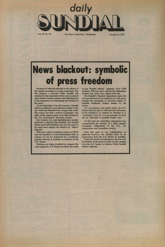 Daily Sundial news blackout, October 11, 1973