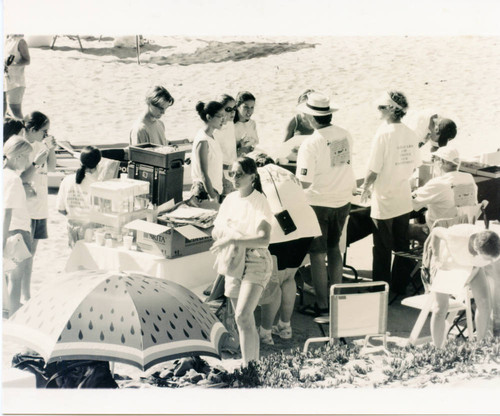 Volunteers at beach cleanup event, 1997