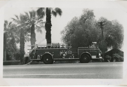 Upland Photograph Upland Fire Department Truck on Foothill Blvd. fighting fires