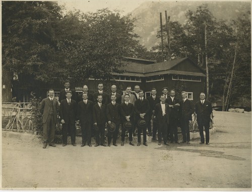 Upland Photograph Upland Fire Department Men in front of lodge