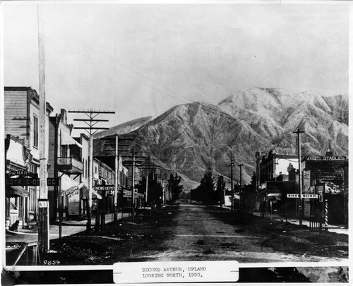 Upland Photograph Street Scenes; unpaved Second Avenue looking north 1900