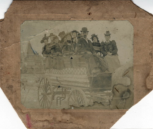 Upland Photograph Events; Fourth of July Parade: horse drawn wagon with passengers