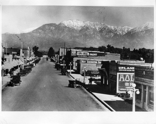 Upland Photograph Street Scenes; paved Second Avenue looking north from A Street, possibly in the 1920's