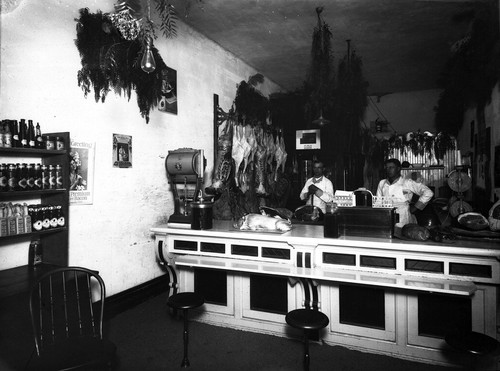 Upland Photograph Business; Interior of butcher shop / Edna Swan