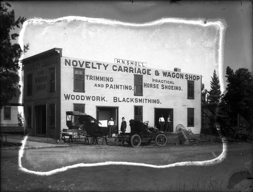 Upland Photograph Business; Exterior of H. N. Sholl Novelty Carriage & Wagon Shop / Edna Swan