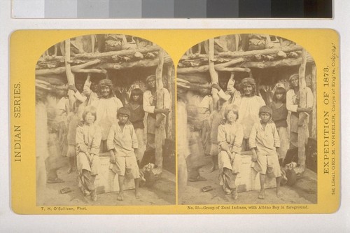 Group of Zuni Indians, with Albino Boy in foreground