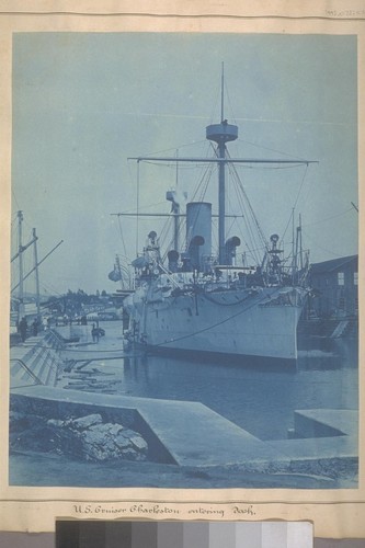 U.S. Cruiser Charleston entering dock