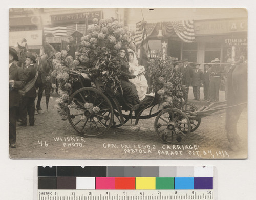 Gen. Vallejo's carriage, Portola parade, Oct. 24, 1913. [Carriage carrying Vallejo relatives]