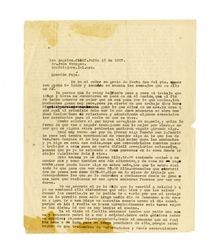 Letter from Miguel Venegas to Juan Venegas, July 12, 1927