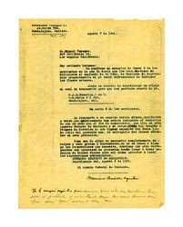 Letter from Francisco Venegas to Miguel Venegas, August 7, 1931