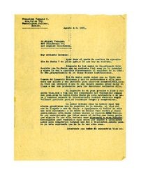 Letter from Francisco Venegas to Miguel Venegas, August 4, 1931