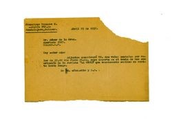 Letter from Francisco Venegas to Admor de la Cruz April 29, 1932