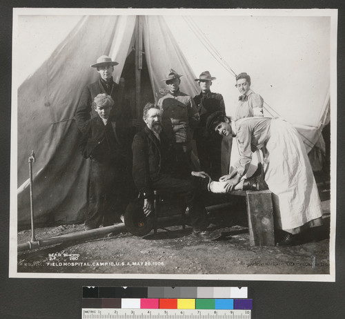 Field hospital, Camp 10, U.S.A., May 28, 1906. [Refugee camp near Nineteenth and Minnesota Sts.?]