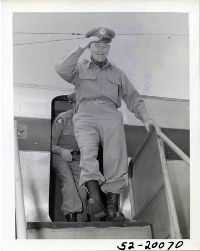 General J. Lawton Collins deplaning in Korea