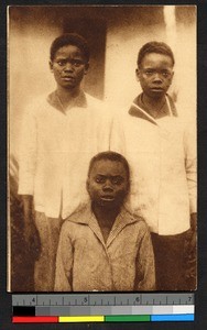 Three boys standing for a portrait, Congo, ca.1920-1940