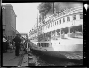 Joe and Eva leaving on boat S.S. Harvard, Southern California, 1929