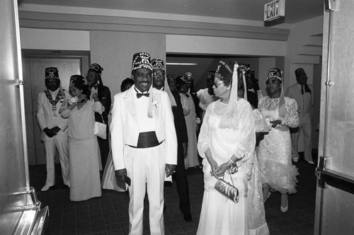 Shriners Coronation Ball attendees arriving for the event, Los Angeles, 1989