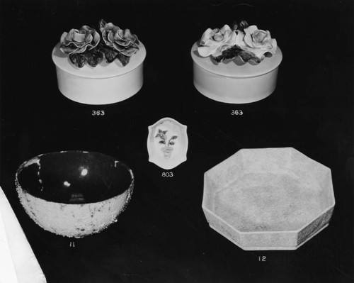 Ornamental boxes, plates and a bowl