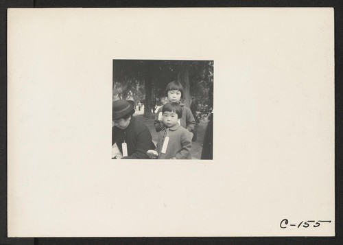 Hayward, Calif.--Two children of the Mochida family who, with their parents, are awaiting evacuation bus. The youngster on the right