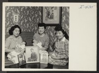 Shown left to right are Mrs. Paul Kitsuse, Mrs. Karl Nakazawa, and Mrs. Sada Tachi, sisters, and wives of Sgt