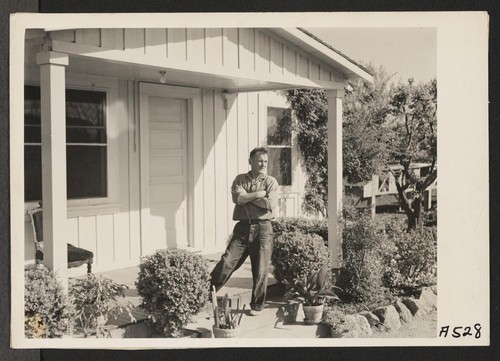 Yugoslavian farmer is taking over berry farm formerly operated by residents of Japanese ancestry, who are being sent to assembly points and later to be housed in War Relocation Authority centers for the duration. Photographer: Lange, Dorothea Centerville, California