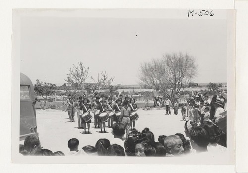 Scouts participate in the farewell ceremony for inductees who are leaving for active service in the Armed Forces. Rivers, Arizona